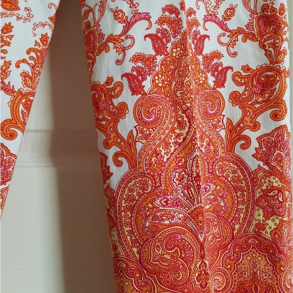 TALBOTS Woman's orange paisley dress capri pant Sz. 8P - Picture 4 of 5
